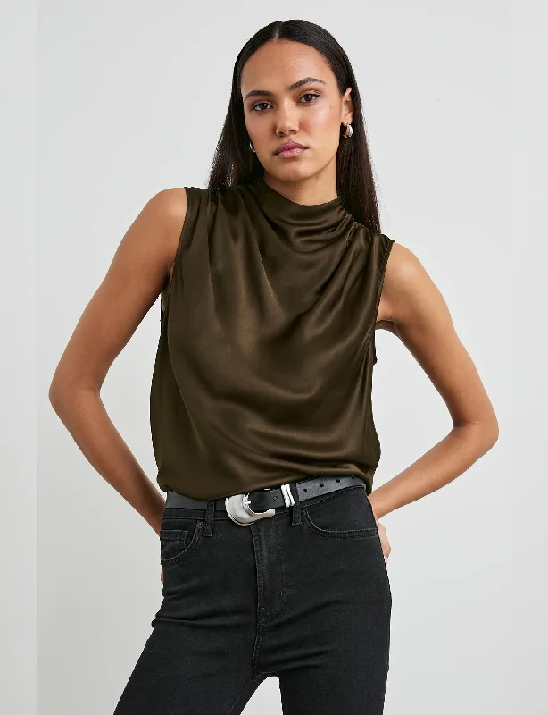 Kaleen Top, Dark Moss Classic Women's Pin - striped