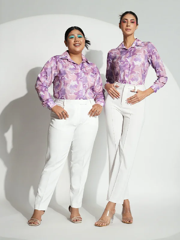 Marble Printed  Shirt - Lavender Bold Women's Animal Print