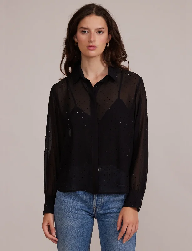 Rana Embellished Button Down, Black Earthy Women's Hemp - based