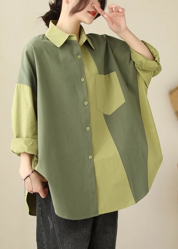 Original Colorblock Asymmetrical Patchwork Cotton Shirt Spring Sporty Women's Tennis Original Colorblock Asymmetrical Patchwork Cotton Shirt Spring Sporty Women's Tennis