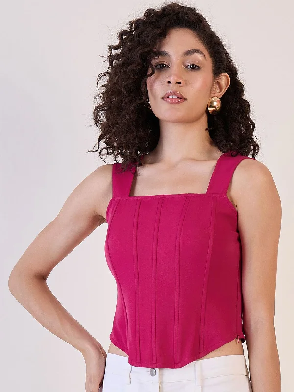 Pink Strappy Corset Top Modern Women's Tech