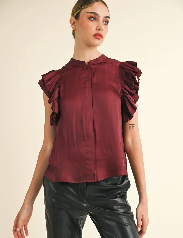 Audrey Blouse, Wine Modern Women's 
