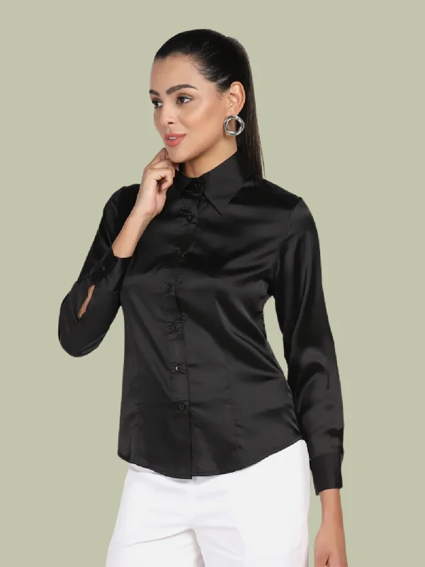 Satin Stretch Shirt - Black Gym