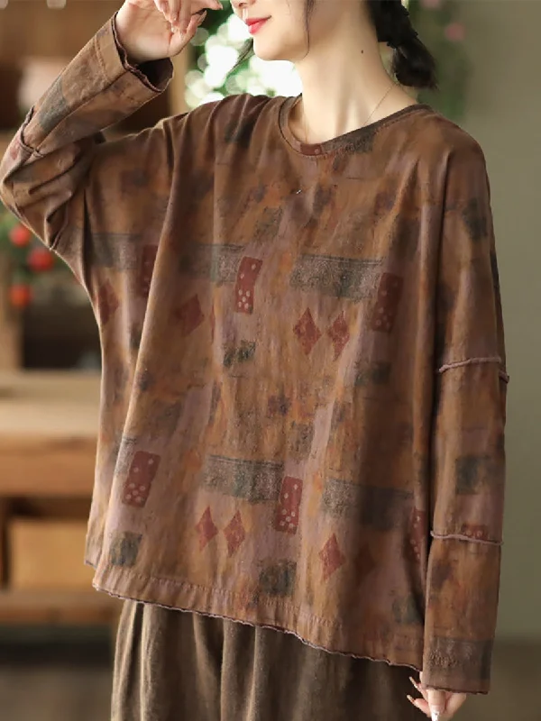 Casual Geometric Print Loose Spliced Shirt Compression