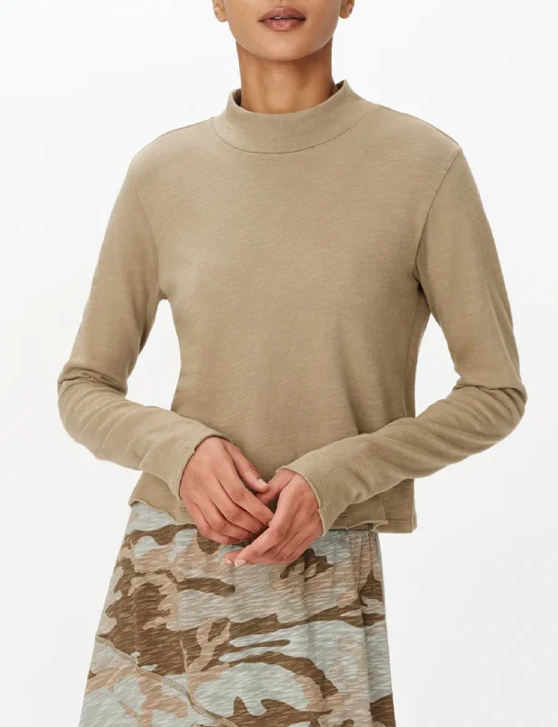 Heavy Slub Jersey Turtleneck Tee, Faded Army Sophisticated Women's 