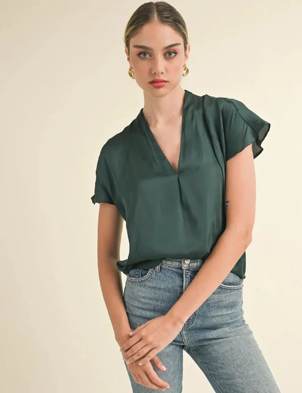 Molly Top, Teal Blue Casual Women's Loose - fitting