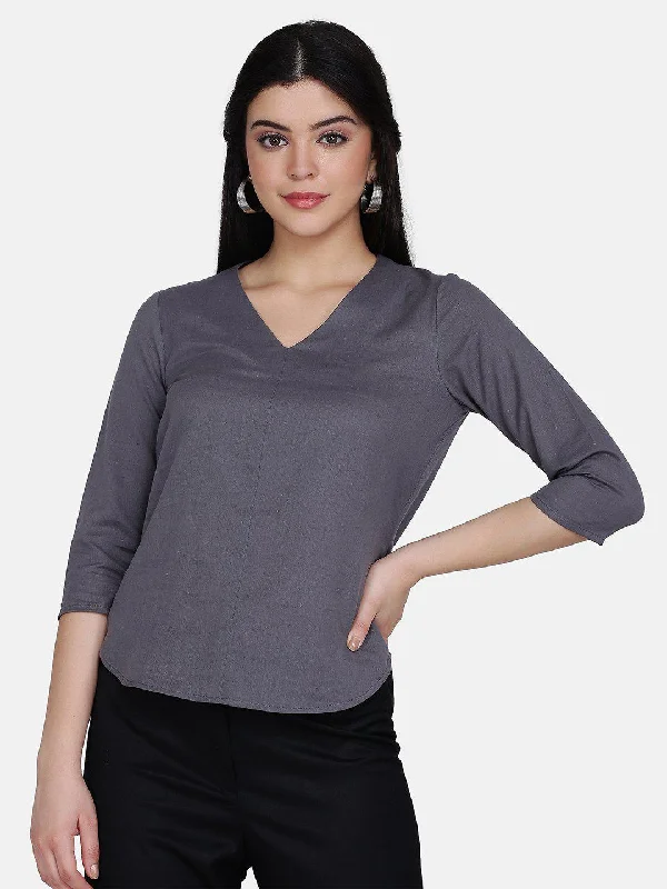 Women's Cotton Top Charcoal Grey Practical Women's Multi - 