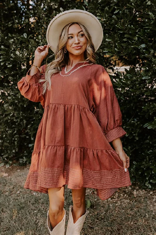 Dreamy Moment Mini Dress in Rust Stylish Women's Tropical 