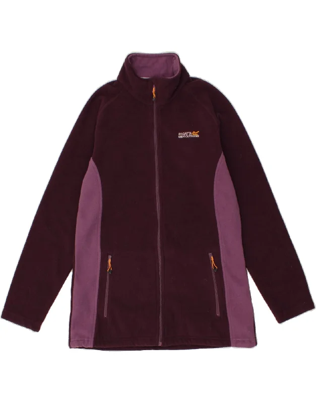 REGATTA Womens Fleece Jacket UK 14 Large Maroon Colourblock Polyester Refined Women's REGATTA Womens Fleece Jacket UK 14 Large Maroon Colourblock Polyester Refined Women's