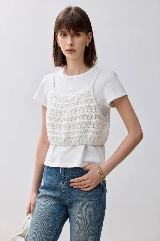LILY Handmade Knit Tank Cool Women's Distressed