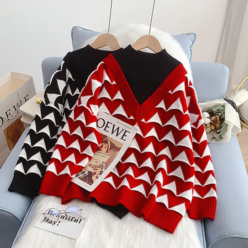 Half high neck sweater female small man fake two piece design sense 4936 Vintage Women's 1970S Half high neck sweater female small man fake two piece design sense 4936 Vintage Women's 1970S