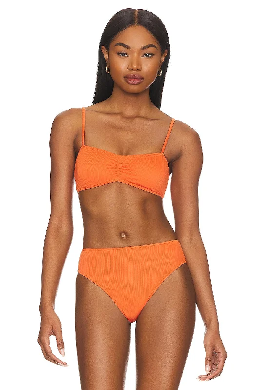 Cleo Plisse Bikini Top Monochromatic Office Style