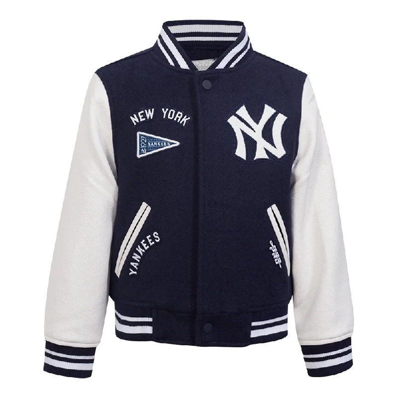 NEW YORK YANKEES RETRO CLASSIC LITTLE BOYS RIB WOOL VARSITY JACKET (MIDNIGHT NAVY/WHITE) Business