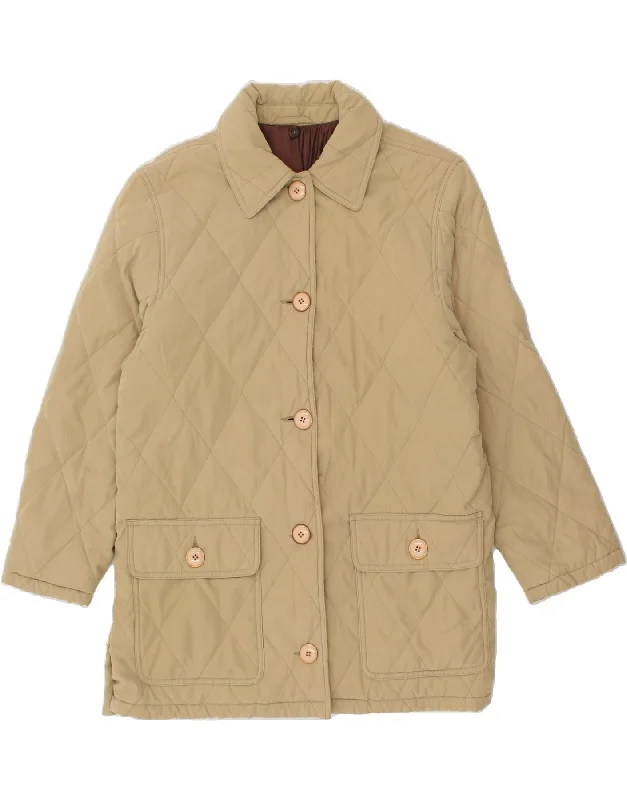 VINTAGE Womens Quilted Jacket IT 42 Medium Beige purpose