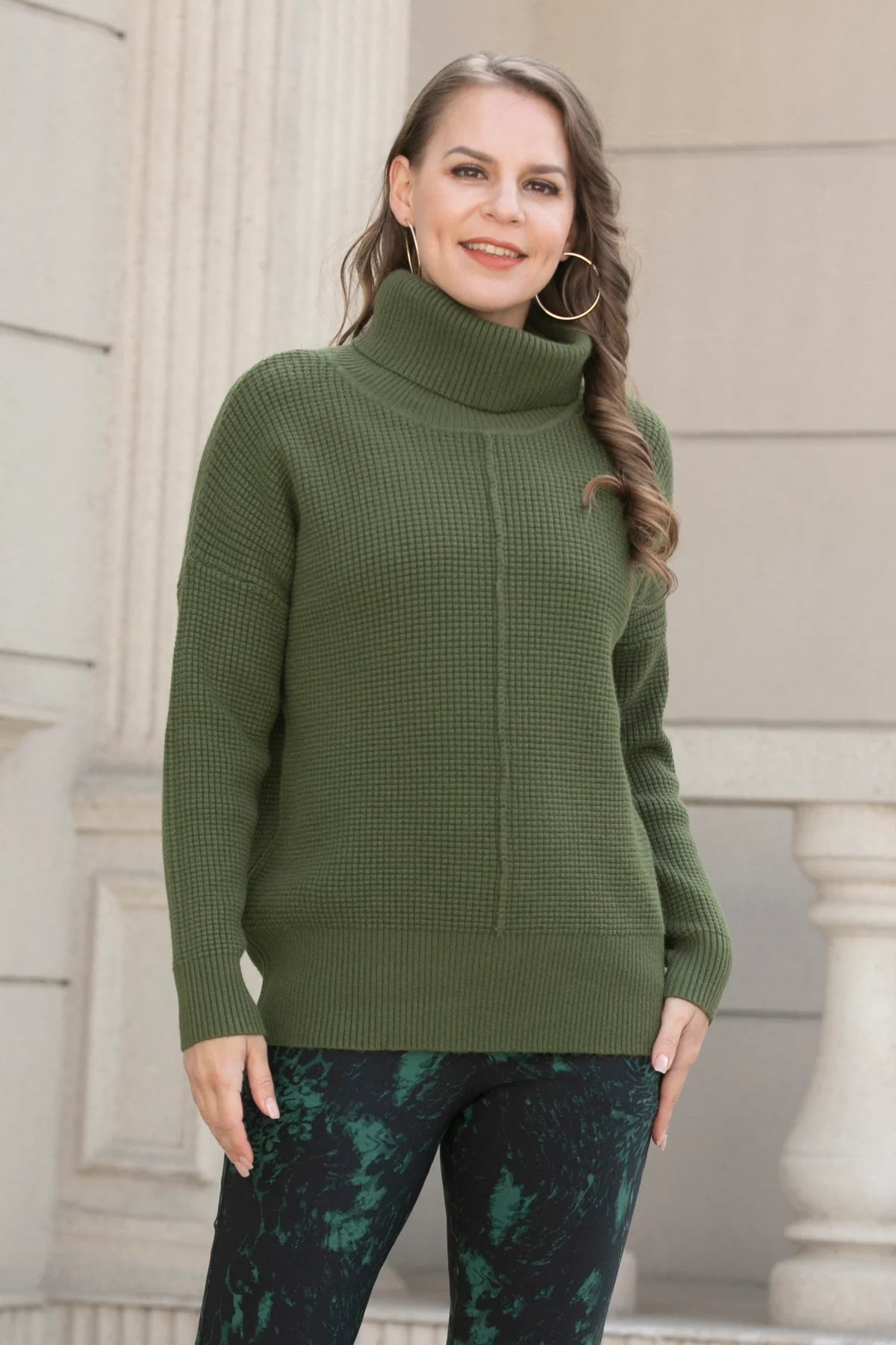 Orange by Fashion Village Sale, W-602 Waffle Knit Sweater 50% Off Regular Price Refined Women's Hand - crafted