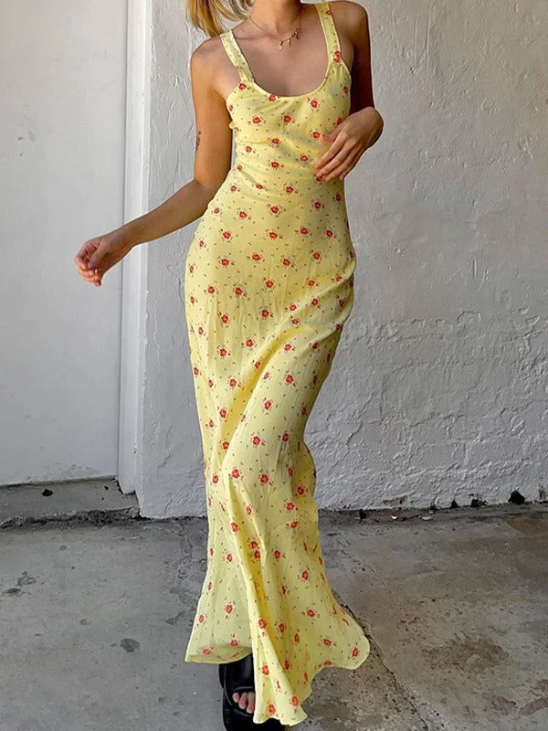 Summer Floral Print Maxi Dress Dynamic Women's Moto