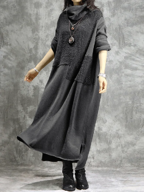 Women Casual Solid Color Long Sleeve Maxi Dress Relaxed Women's Beachy