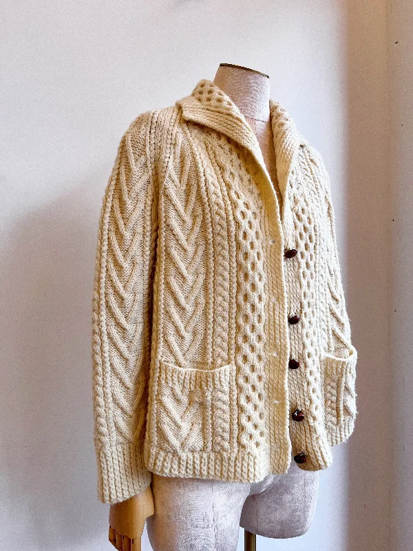 Ivory Wool Fisherman Sweater (Vintage) Unique Women's Upcycled