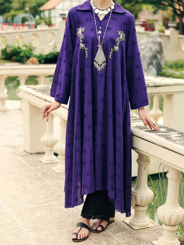 Purple Dobby Kurti - AL-LK-1046 Elegant Women's 