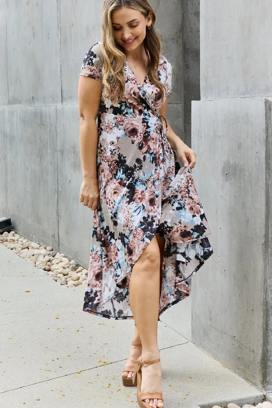 Heimish Give Me Roses Full Size Floral Maxi Wrap Dress Youthful Women's Pop