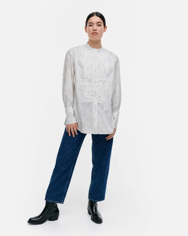 Unikko Heti Cotton Poplin Pleated Shirt 80cm Cool Women's Distressed