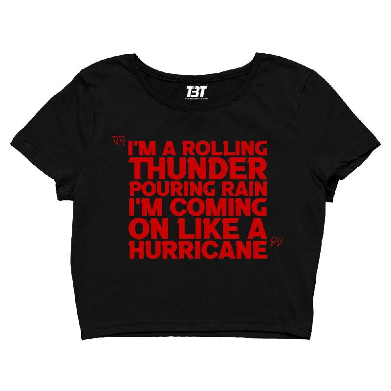 AC/DC Crop Top - Hell's Bells Typography Dynamic Women's High - energy