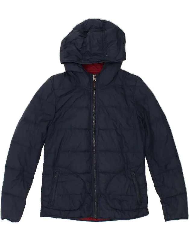 FAT FACE Womens Hooded Padded Jacket UK 10 Small  Navy Blue Nylon Minimalist Women's Casual