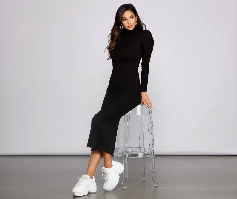 Basic Mood Ribbed Charming Knit Maxi Dress Bold Women's Statement