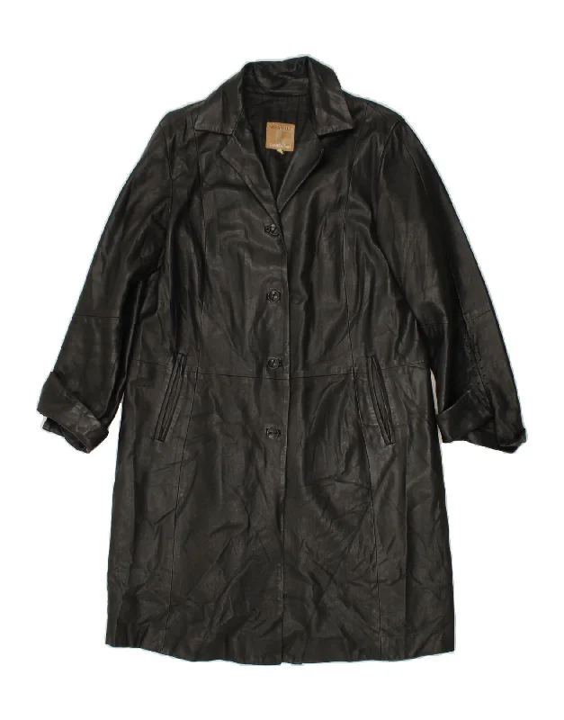 CONBIPEL Womens Leather Coat UK 12 Medium Black Leather Australian Beach