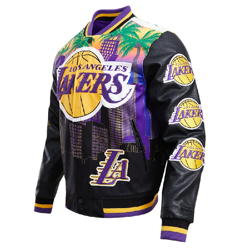 NBA LOS ANGELES LAKERS REMIX VARSITY MEN'S JACKET (BLACK) Modern Women's 