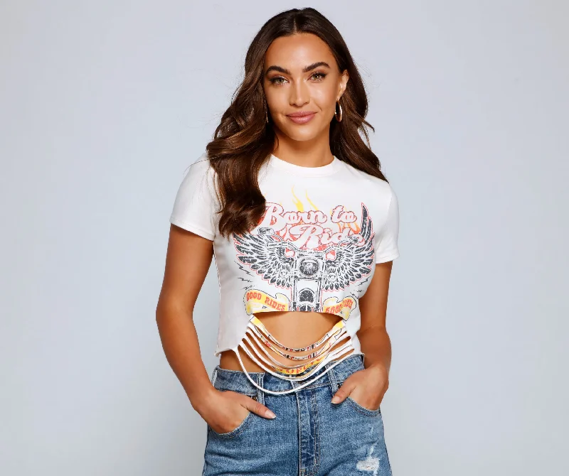 Born To Ride Slashed Graphic Tee Bold Women's Statement