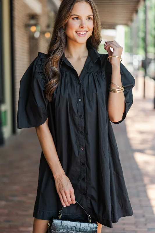 It's Always For You Black Babydoll Dress Cozy Women's Winter