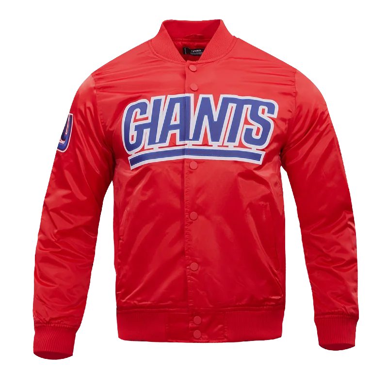 NFL NEW YORK GIANTS WORDMARK MEN'S SATIN JACKET (RED) Bold Women's Animal Print