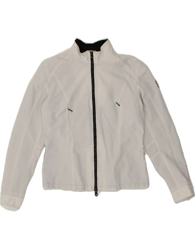 REFRIGIWEAR Womens Rain Jacket IT 44 Medium White Nylon Monochromatic Office Style