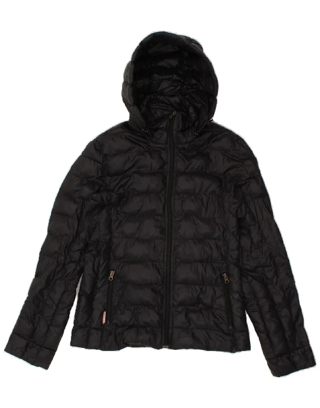 NEW BALANCE Womens Hooded Padded Jacket UK 12 Medium Black Polyamide Traditional Women's 