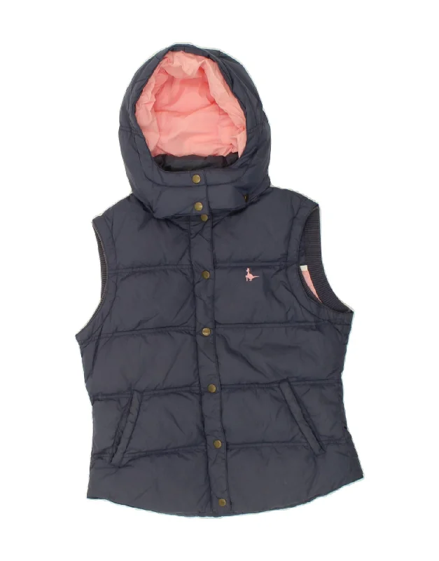 JACK WILLS Womens Hooded Padded Gilet UK 12 Medium Navy Blue Nylon Earthy Women's 