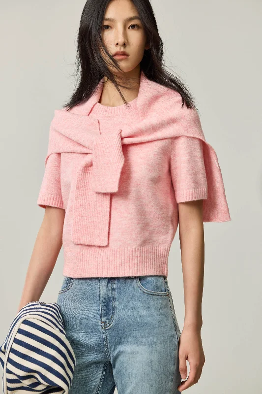 LILY Versatile Knit Short Sleeve Top Classic Women's Pin - striped
