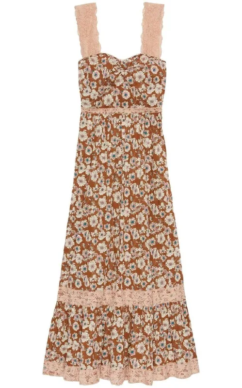 Floral-print Lace-trimmed Twill Dress Dapper Women's 1920S