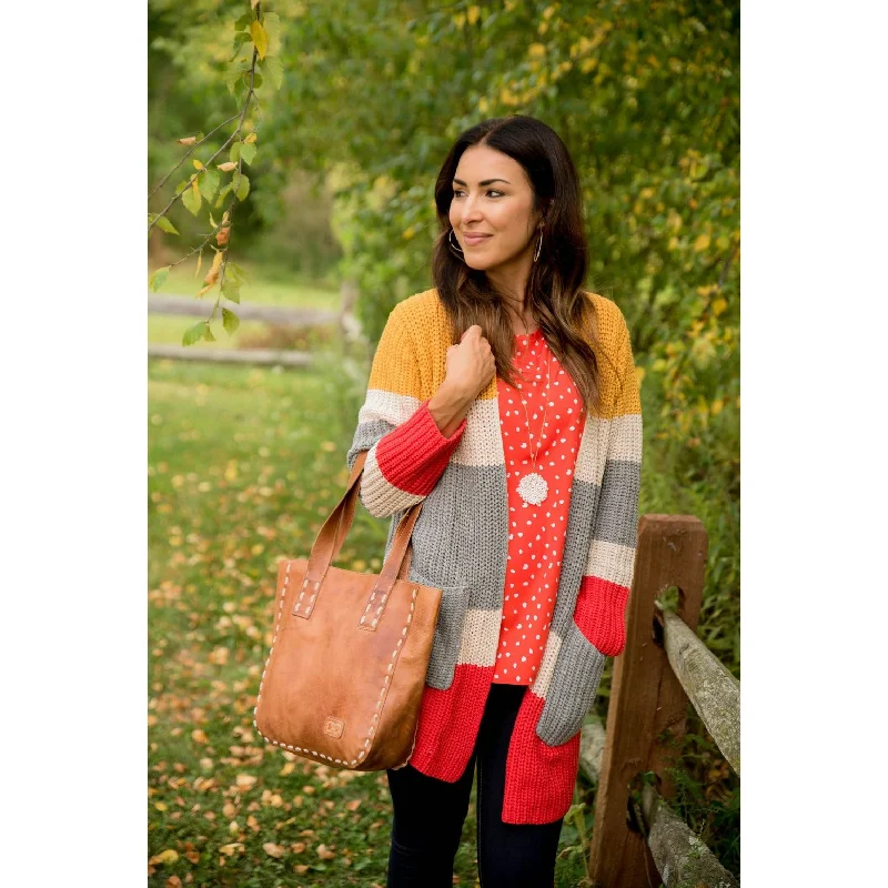 Multi Color Blocked Knit Cardigan Vacation