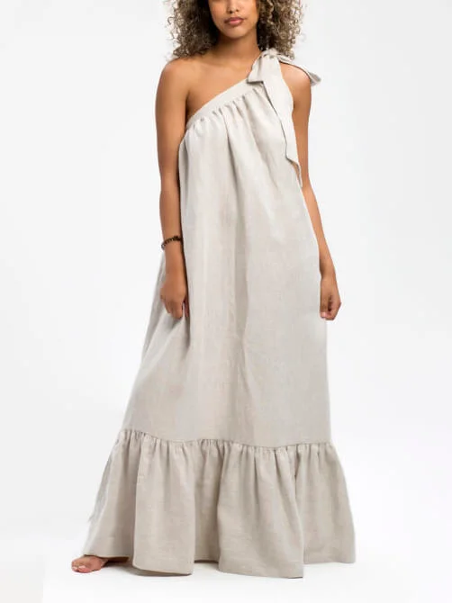 Casual Loose Shoulder Charming Asymmetrical Long Dress Youthful Women's Anime - inspired