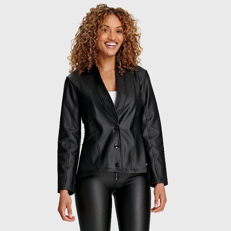 Faux Biker Leather Jacket - Black Bold Women's Statement
