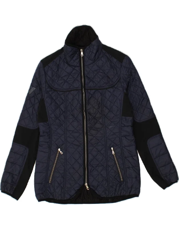 MUSTO Womens Quilted Jacket UK 14 Medium  Navy Blue Colourblock Practical Women's Quick - dry