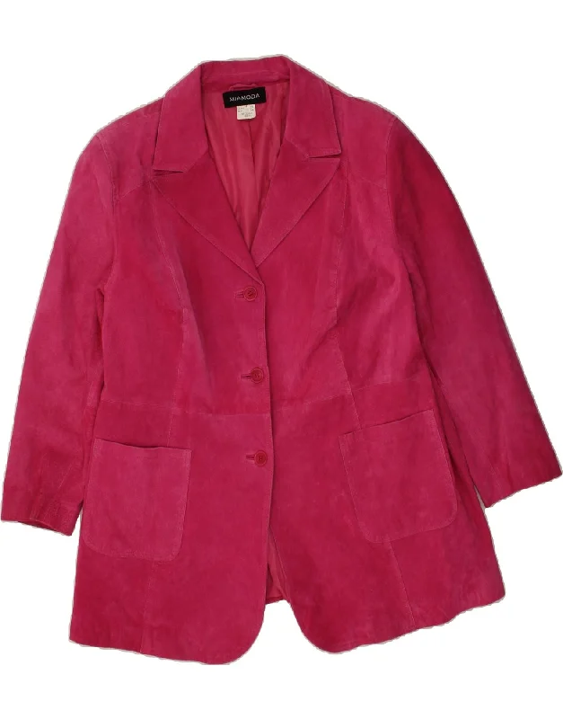 MIAMODA Womens Suede Overcoat IT 52 2XL Pink Leather Feminine Women's Soft 