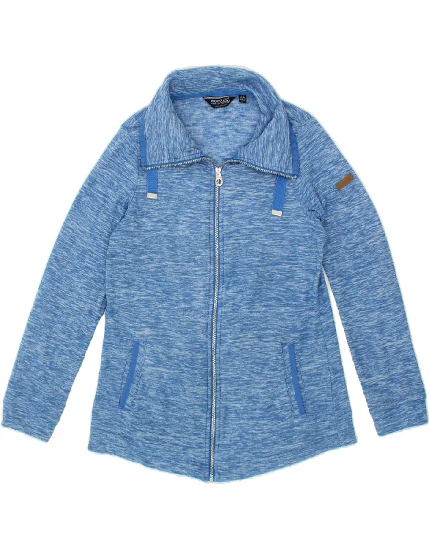 REGATTA Womens Fleece Jacket UK 12 Medium  Blue Flecked Polyester Elegant Women's 