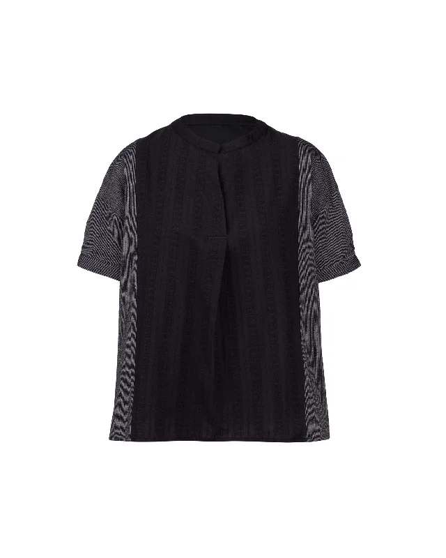 Cutwork Lace Mix Stripes Blouse Stylish Women's Tropical 