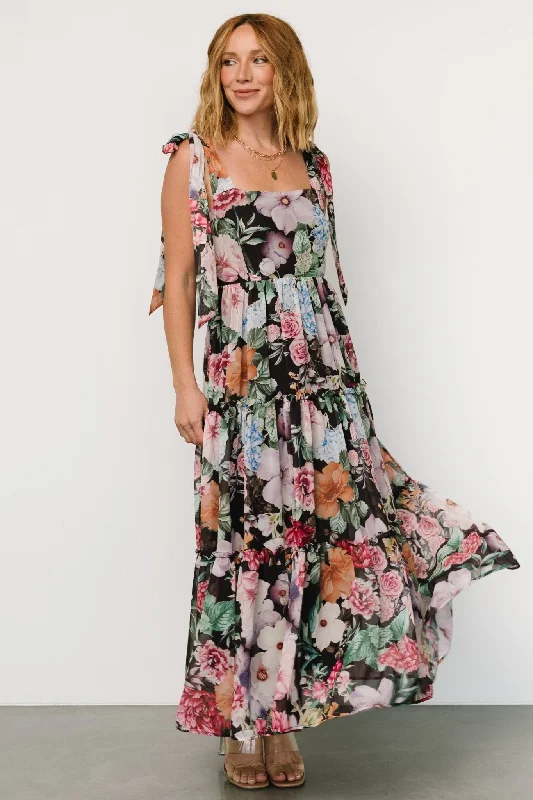 Anita Maxi Dress | Black Multi Floral Disco