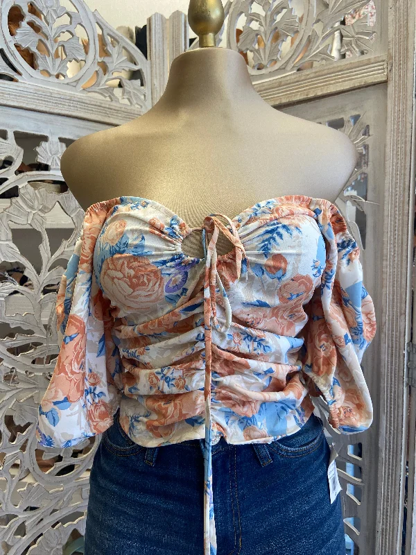 Blush Scoop Back Floral Blouse Classic Women's Tweed