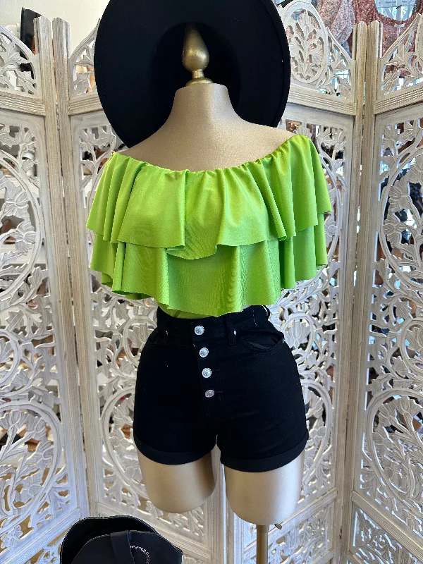 Lime Ruffle Top Modern Women's 