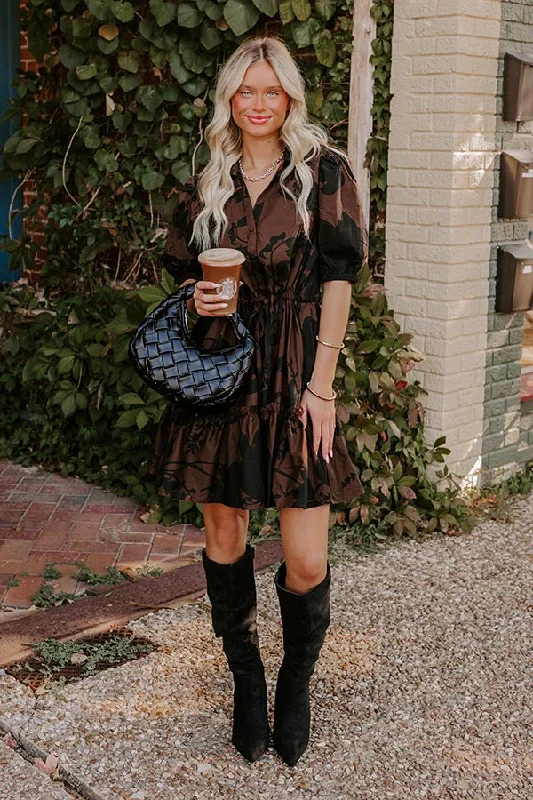 Autumn Whispers Floral Mini Dress Youthful Women's Pop