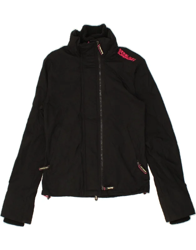 SUPERDRY Womens The Windcheater Windbreaker Jacket UK 10 Small Black Nylon Modern Women's SUPERDRY Womens The Windcheater Windbreaker Jacket UK 10 Small Black Nylon Modern Women's
